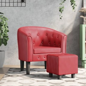 vidaXL Πολυθρόνα Μπάρελ με Υποπόδιο Μπορντό από Συνθετικό Δέρμα