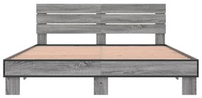 vidaXL Πλαίσιο Κρεβατιού Γκρι Sonoma 150x200 εκ. Επεξ. Ξύλο &amp; Μέταλλο