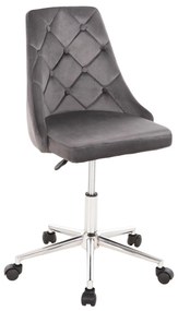 OFFICE CHAIR HORACE  GREY VELVET-METAL CHROMED BASE 66x66x88-102Hcm.