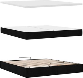 VidaXL Οθωμανικό κρεβάτι με στρώματα & LEDs Μαύρο 200x200cm ύφασμα