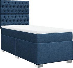 vidaXL Κρεβάτι Boxspring με Στρώμα Μπλε 80x200 εκ. Υφασμάτινο