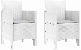 vidaXL Σέτ φαγητού για κήπο 3 pcs Λευκό Rattan Polt