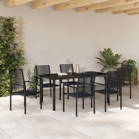 vidaXL Σετ τραπεζαρίας κήπου 7 τεμαχίων  Μαύρο PVC Ρατάν