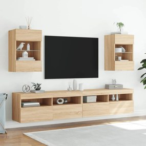 vidaXL Έπιπλο Τοίχου Τηλεόρασης με LED Sonoma Δρυς 40x30x60,5 εκ.