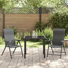 vidaXL Σέτ φαγητού για κήπο Ρυθμιζόμενο ύψος 3 pcs Γκρι Πολυ ράταν