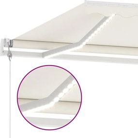 vidaXL Ηλεκτρική τέντα με LED και αισθητήρα 6 x 3 m Κρεμ
