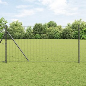vidaXL Euro Fence με 13 Πόλους 1.2x25 μ Γαλβανισμένο Χάλυβα Γκρι