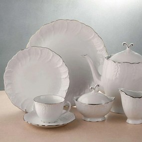 Σερβίτσιο Πιάτα Φαγητού Jasmine (Σετ 20Τμχ) 29.001.40P White-Platinum Cryspo Trio 20 τμχ Porcelain