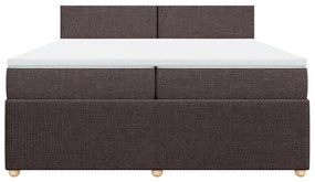 Κρεβάτι Boxspring με Στρώμα Σκούρο Καφέ 200x200 εκ. Υφασμάτινο - Καφέ