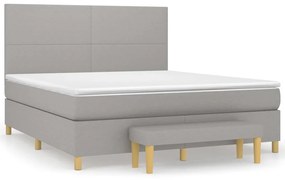 Κρεβάτι Boxspring με Στρώμα Ανοιχτό Γκρι 180x200 εκ. Υφασμάτινο - Γκρι