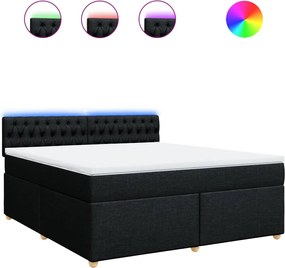 vidaXL Κρεβάτι Boxspring με Στρώμα Μαύρο 180x200 εκ. Υφασμάτινο