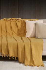 Stewehome Φυσική βαμβακερή ριγέ κουβέρτα για καναπέ 180x215 cm