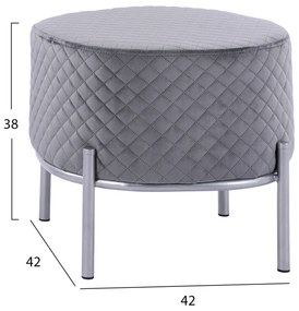 Σκαμπό Sinta Από Γκρι Βελούδο Με Ασημί Βάση 42x42x38Υ Εκ.