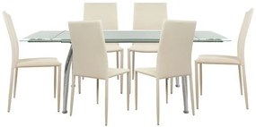 Σετ τραπεζαρίας C10009.01 7τμχ με Τραπέζι LOCA 120+50x80x75εκ. &amp; Καρέκλες ΤΕΤΑ Εκρού