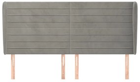 Κεφαλάρι με Πτερύγια Ανοιχτό Γκρι 203x23x118/128 εκ. Βελούδινο 3118162