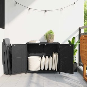 vidaXL Ντουλάπι Αποθήκευσης Κήπου Μαύρο 83x45x76 εκ. Συνθετικό Ρατάν