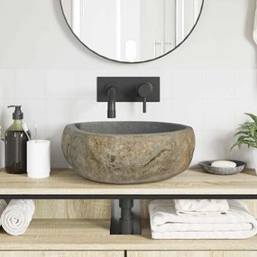vidaXL Λεκάνη Ανοιχτό γκρι (38-45) x (30-35) x 15 εκ. Πέτρα Ποταμού