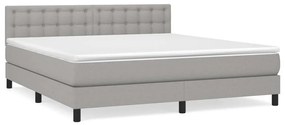 Κρεβάτι Boxspring με Στρώμα Αν. Πράσινο 160x200εκ Υφασμάτινο - Γκρι