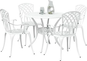 vidaXL Σέτ φαγητού για κήπο 5 pcs Λευκό Αλουμίνιο