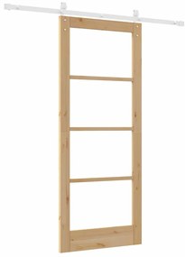 vidaXL Συρόμενη Πόρτα ORKDAL Καφέ 83 x 202 εκ. Μασίφ ξύλο πεύκου