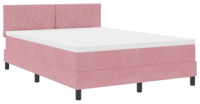 vidaXL Κρεβάτι Box Spring με Στρώμα Ροζ 160x200 εκ Βελούδο