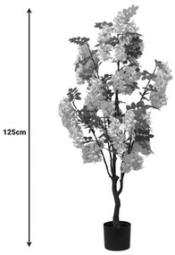 Διακοσμητικό φυτό Bean flowers σε γλάστρα Inart λευκό pp Υ125εκ