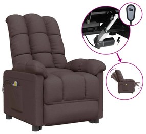 vidaXL Πολυθρόνα Μασάζ Ηλεκτρική Σκούρο Καφέ Υφασμάτινη