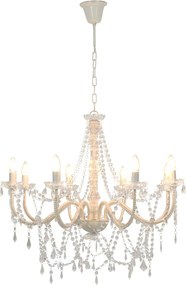 vidaXL Πολυέλαιος με Χάντρες Λευκός με 8 Ντουί Ε14