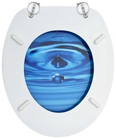 vidaXL Κάλυμμα Λεκάνης με Καπάκι Σχέδιο Σταγόνες Μπλε από MDF