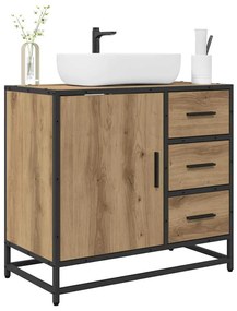 vidaXL Ντουλάπα Νιπτήρα Mπάνιου με ράφι artisan δρυς 65 x 33 x 60 εκ