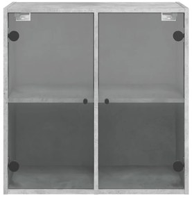 vidaXL Ντουλάπι Τοίχου Γκρι Σκυροδ. 68x37x68,5εκ με Γυάλινες Πόρτες