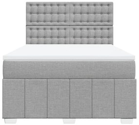 vidaXL Κρεβάτι Boxspring με Στρώμα Ανοιχτό Γκρι 140x190 εκ. Υφασμάτινο