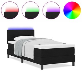 vidaXL Κρεβάτι με ελατήρια με στρώμα Μαύρο 90 x 200 cm ύφασμα