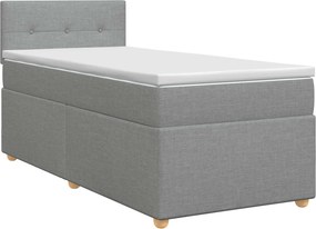 vidaXL Κρεβάτι box spring με στρώμα Ανοιχτό γκρι 100 x 200 cm Ύφασμα
