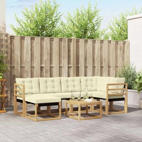 vidaXL Σειρά Καναπέ Εξωτερικού με μαξιλάρι 7 pcs Λευκό και Κρεμ