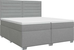 vidaXL Κρεβάτι box spring με στρώμα Ανοιχτό γκρι 200 x 200 cm Ύφασμα