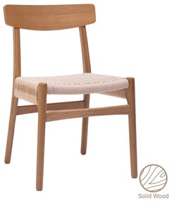 Καρέκλα Safal pakoworld oak δρυς ξύλο-έδρα εκρού σχοινί 51x50x78εκ Model: 281-000003