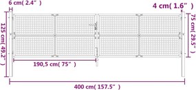 vidaXL Πόρτα Κήπου Ανθρακί 400x125 εκ. Ατσάλι