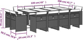 vidaXL Σετ Τραπεζαρίας Κήπου 13 τεμ. Καφέ από Συνθ. Ρατάν με Μαξιλάρια