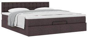 Οθωμανικό κρεβάτι με στρώμα σκούρο καφέ 160x200cm ύφασμα 3311639