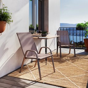 Πολυθρόνα Calan μέταλλο σκούρo καφέ-textilene καφέ 55x75x90εκ