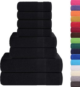 vidaXL Σετ Πετσετών 8 Τεμαχίων FROGN Μαύρο 360 γρ./μ²