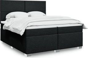 vidaXL Κρεβάτι Boxspring με Στρώμα Μαύρο 200x200 εκ. Υφασμάτινο
