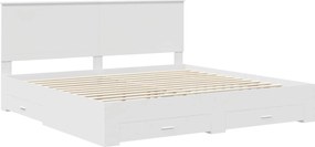 vidaXL Σκελετός Κρεβατιού Λευκό 200 x 200 cm Επεξεργασμένο ξύλο