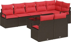 vidaXL Σετ Καναπέ 9 pcs Καφέ συνθετικό ρατάν