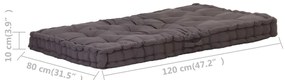 vidaXL Μαξιλάρα Δαπέδου / Παλέτας Ανθρακί 120 x 80 x 10 εκ. Βαμβακερή