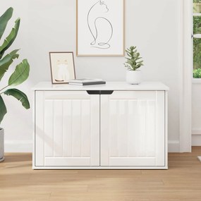 vidaXL Σπίτι Γάτας Λαμπερό Λευκό 85 x 55 x 50,5 εκ Επεξεργασμένο ξύλο