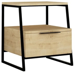 Κομοδίνο Johana pakoworld μαύρο-oak 45x40x50εκ - 119-001163