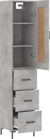 vidaXL Ντουλάπι Γκρι Σκυροδέματος 34,5x34x180 εκ. Επεξεργασμένο Ξύλο