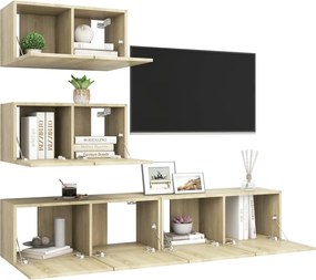 vidaXL Έπιπλα Τηλεόρασης Σετ 4 Τεμαχίων Sonoma Δρυς από Επεξ. Ξύλο